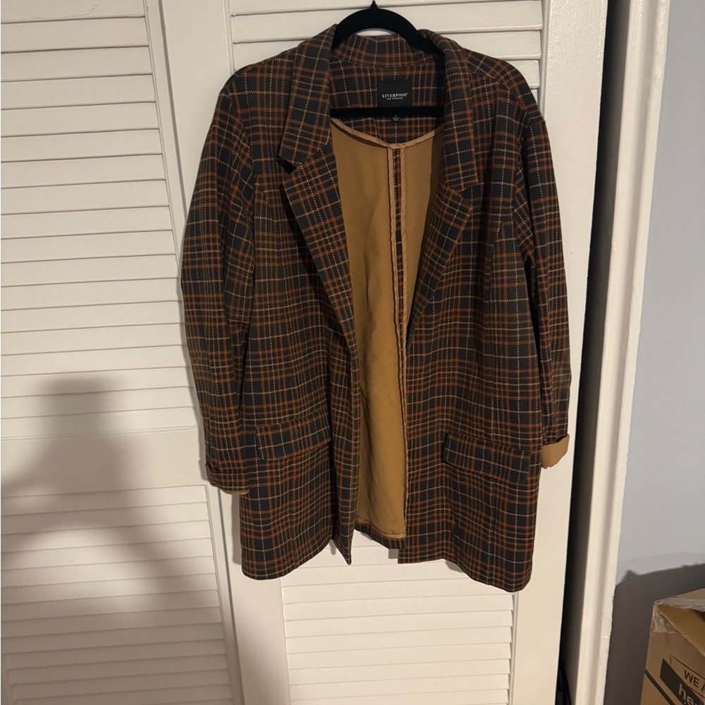 Liverpool Orange and Black Plaid Blazer